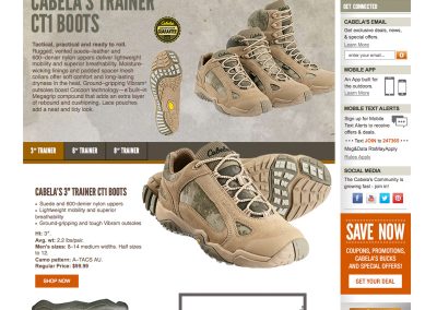 Cabelas Boots Landing Page